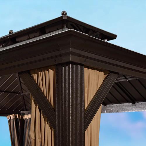 PURPLE LEAF 12' x 16' Outdoor Hardtop Gazebo For Garden | Double Roof Aluminum Frame | Bronze