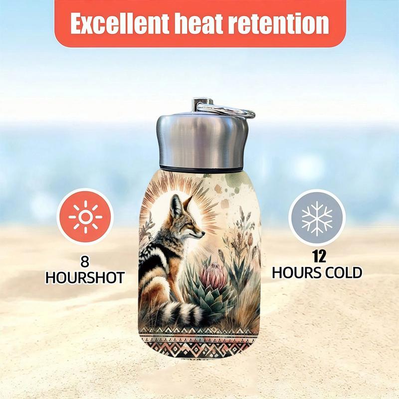 1pc 10.5oz Stainless Steel Tumbler - Leak-Proof, Insulated, Reusable, Hand Wash Only, Functional & Fashionable, Dual Advantage, African Jackal Watercolor Art Design, Ideal for Holiday Gift Item, Durable Drinkware, Office Essentials