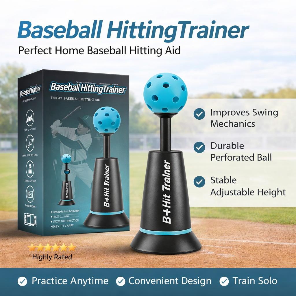 Adjustable Baseball Batting Tee Trainer - Kids Outdoor Sport Toy with Stable Base for Hitting Practice