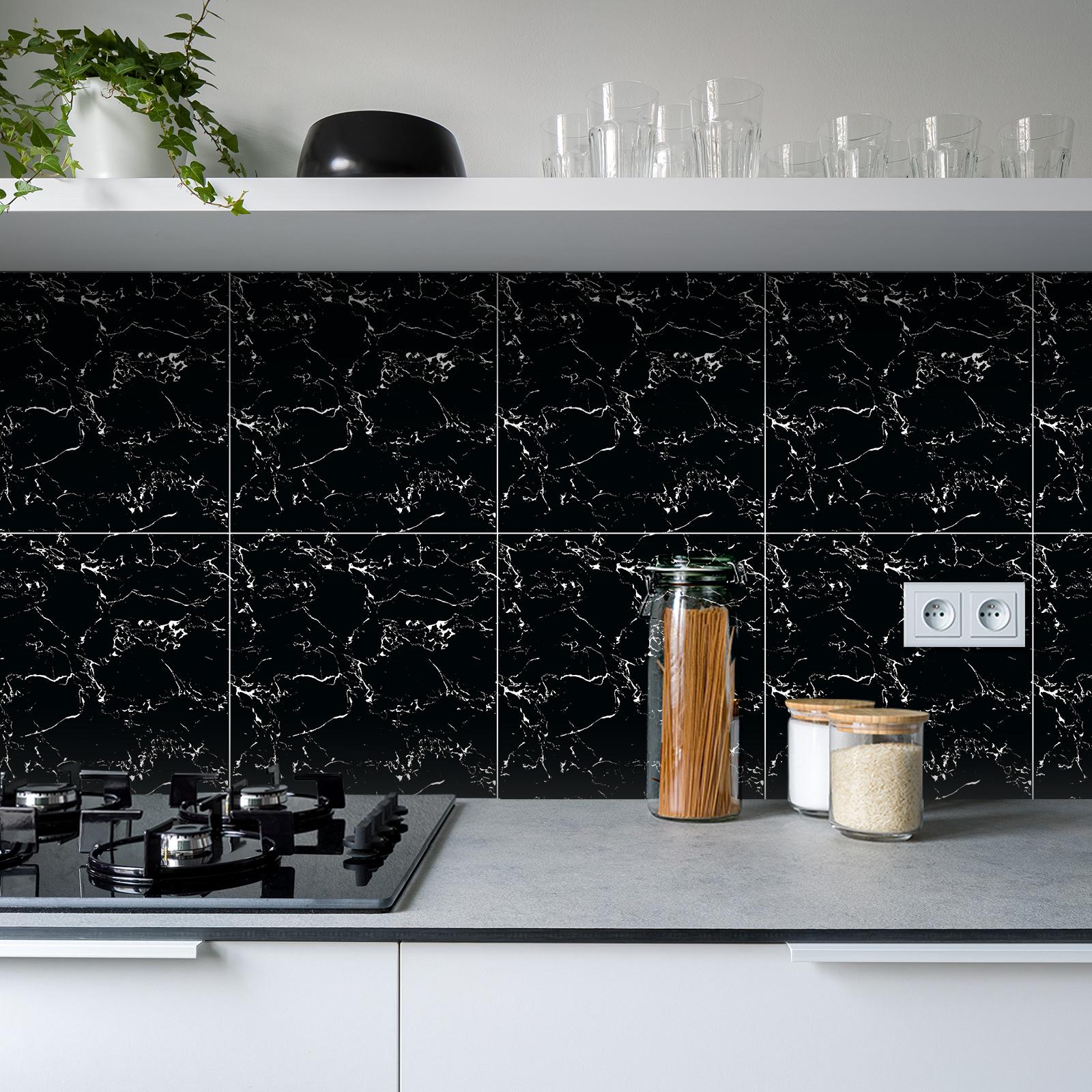 Self-Adhesive Marble Tile Stickers Set, Decorative Wall Sticker, Wall Decal, Waterproof PVC Wall Decor, Durable Floor Tiles, Easy to Apply and Remove, Perfect for Living Room Kitchen Bathroom