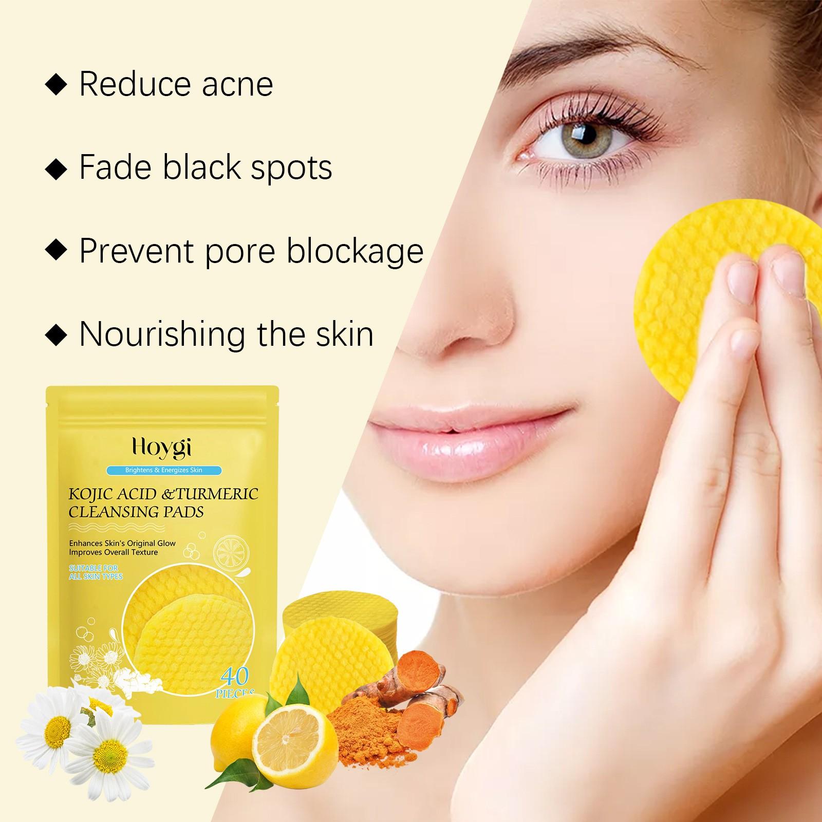 Hoygi Turmeric Acid Cleansing Pad (54g), Gentle Exfoliating Face Wash Pad, Pore Cleaning Makeup Remover, Mild Skincare Tool