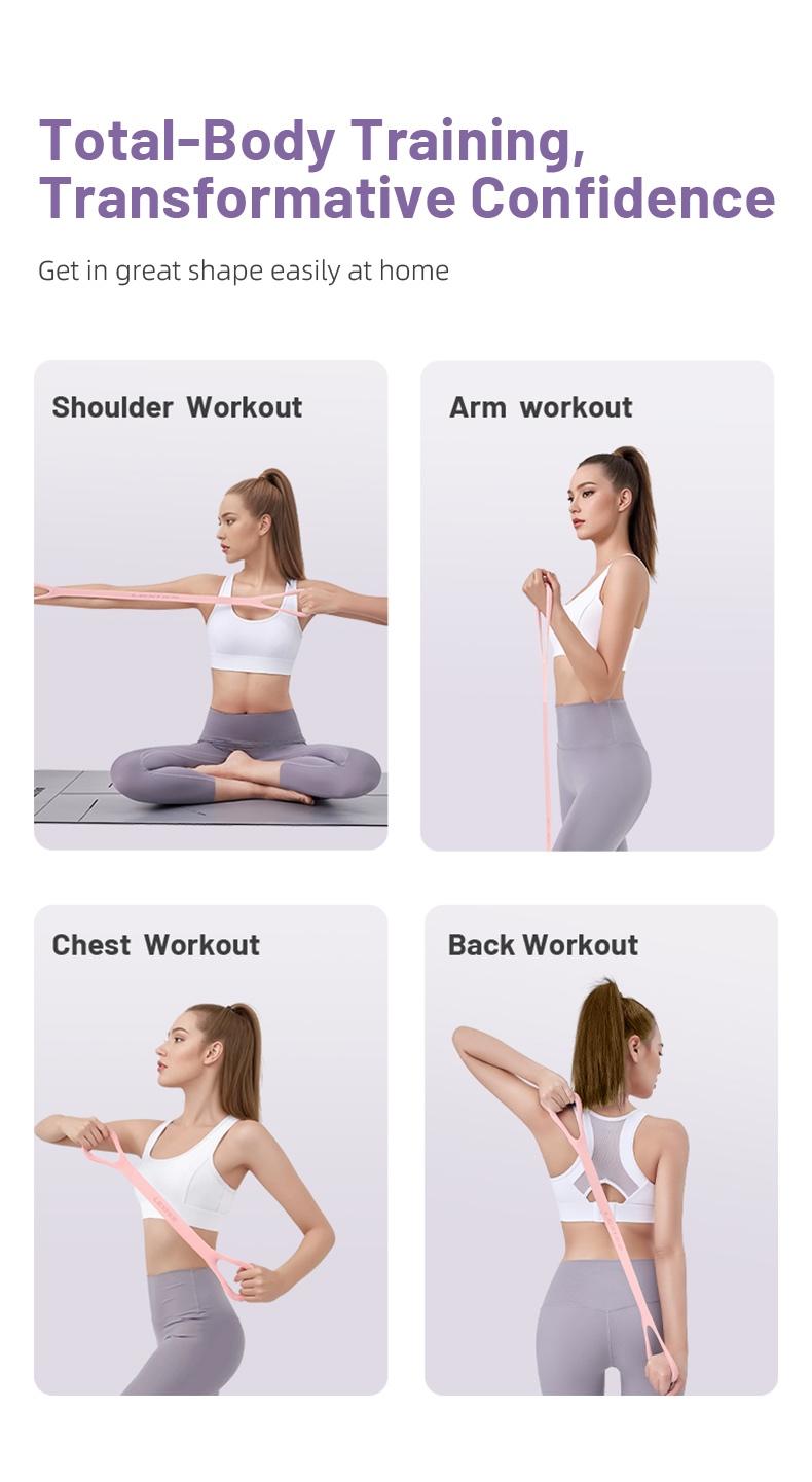 L2 Resistance Bands Figure 8 Exercise Bands for Women Silicone Material Expander Band Back toning Arms Chest Home Gym Yoga Equipment Quick Workout for Muscle Toning Physical Therapy Stretching Gear