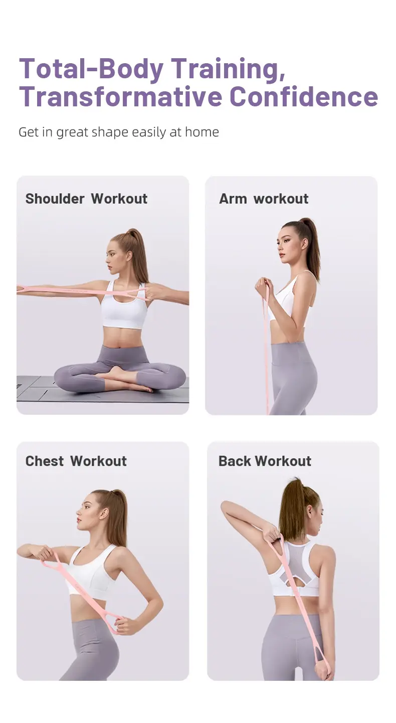 Product Introduction of LEXI Figure 8 Resistance Bands for Women Men 8 Shaped Silicone Material Original Stretch Band for Arms Chest Expander Yoga Gym Fitness Home Workout Quick Effective Workouts Ergonomic Design Skin Friendly Portable Full Body Toning 14