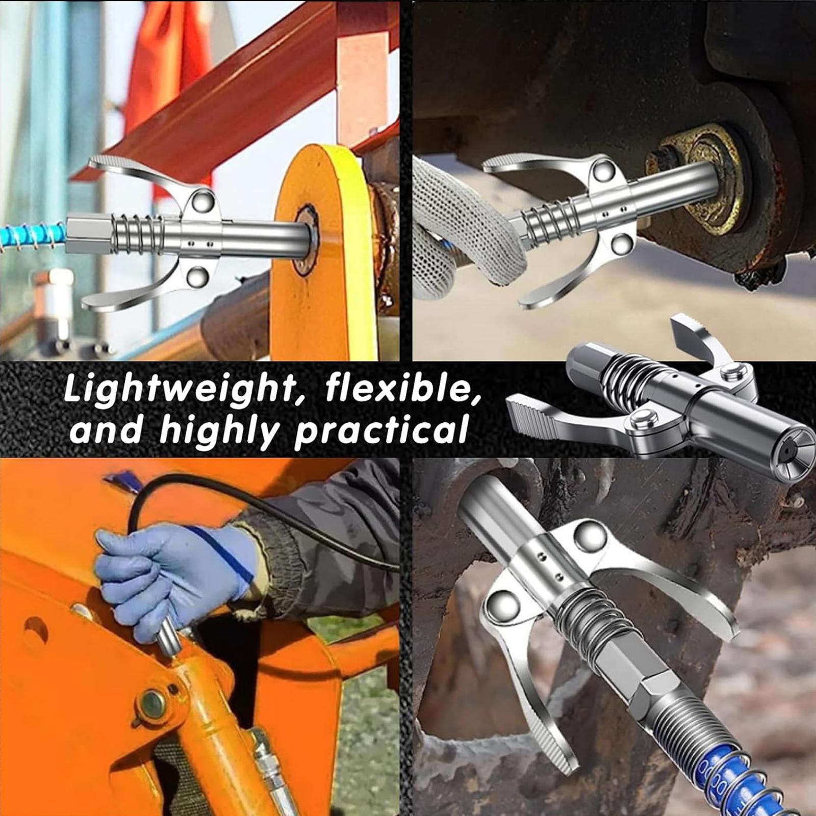 Grease Gun Coupler,12,000 PSI High Pressure Grease Nozzle Fittings,Compatible With All 1/8" NPT Grease Guns,Release Lock Oil Nozzles for Greasing All Machinery and Equipment Filling,MirrorZone.