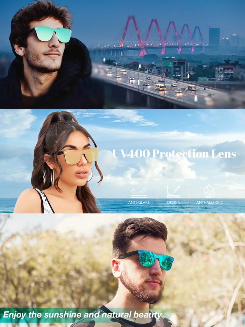 FEISEDY Stylish Rimless Mirrored Sunglasses with One-Piece Lens - Reflective Sun Glasses B4114