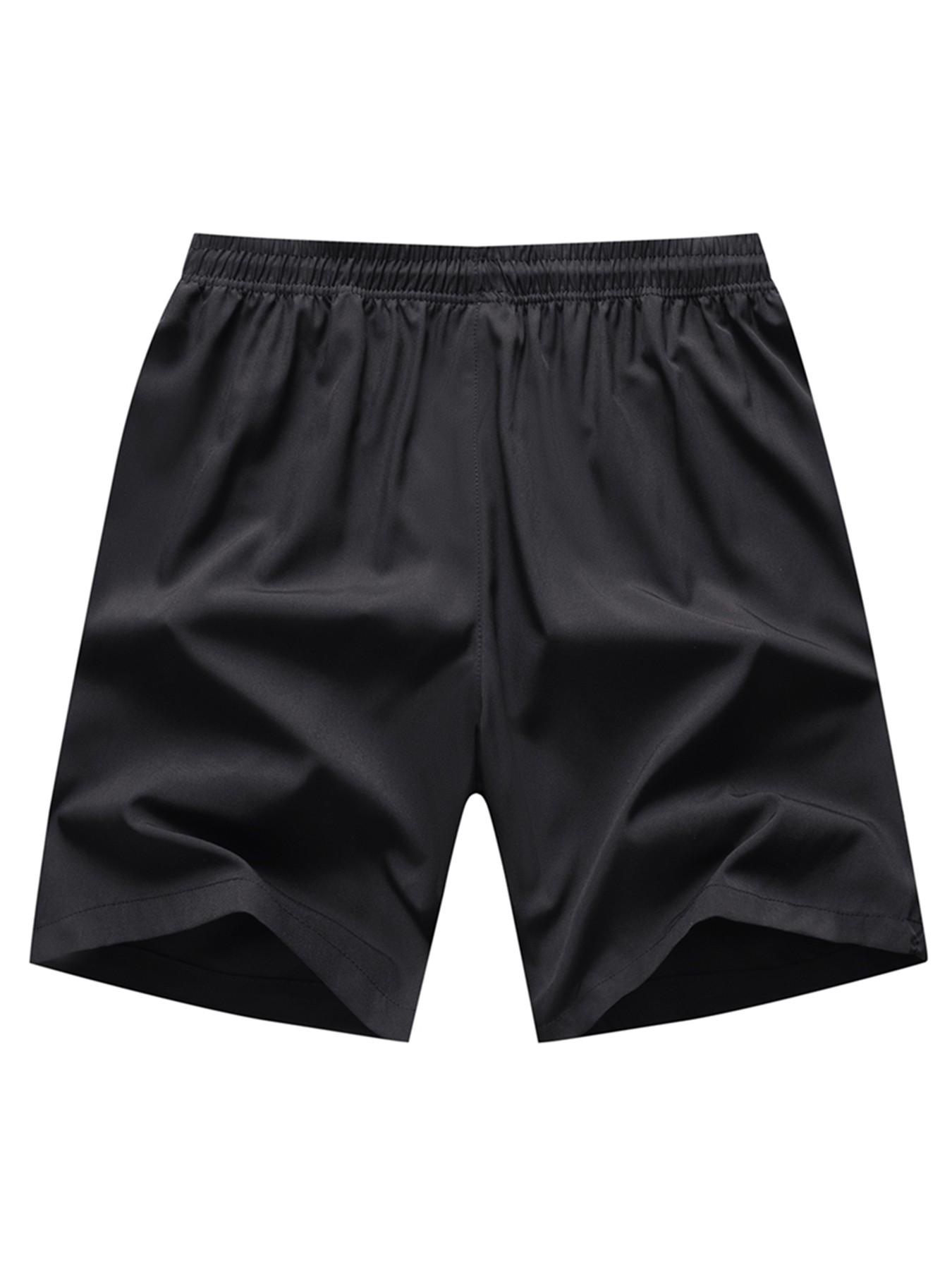 Men's Fitness Shorts with Motivational Print, Elastic Drawstring Waist, Lightweight, Street Style, Loose Fit, All Seasons