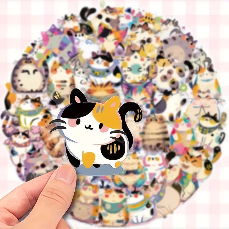50PCS Waterproof Stickers Cute Lucky Cat and Tuxedo Cat DIY Glossy Paper Decals for Journal Laptop Skateboard Phone Helmet