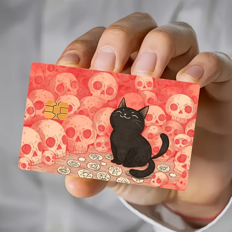 Adorable Black Cat Skull Stickers for Bank Cards, Credit Cards, Debit Cards, Transit Cards, And Room Keys