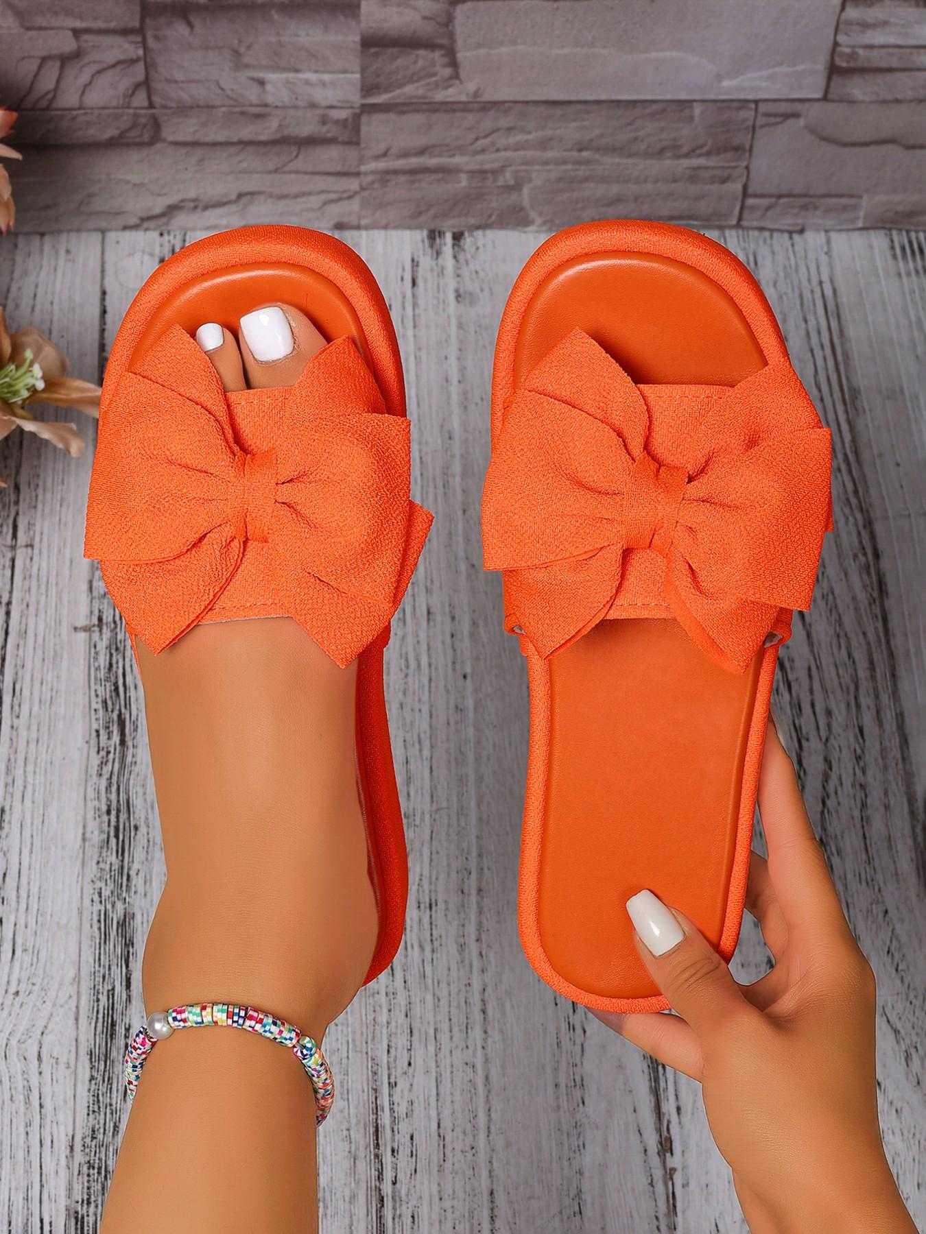 Women's Bow Tie Sandals, Slip-On Flat Shoes, Soft Comfortable Inner Summer Casual Footwear, Elastic Bow Tie Leisure Shoes