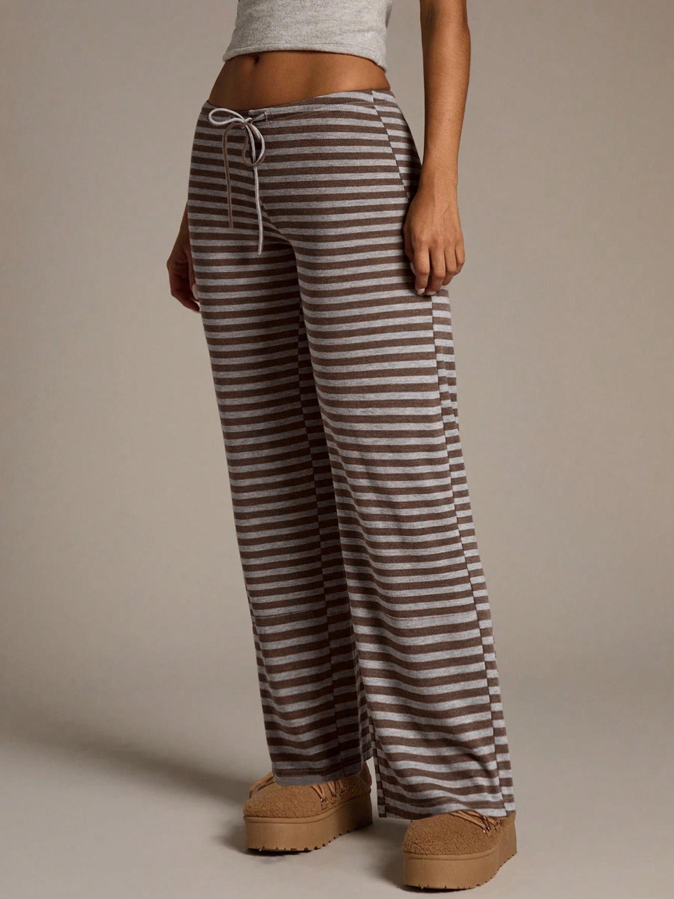 Women's Casual Striped Loose Long Pants, Comfortable and Stylish, Perfect for Daily Wear, Ladies Fashion Bottoms, Casual Fitted Trousers, Womenswear