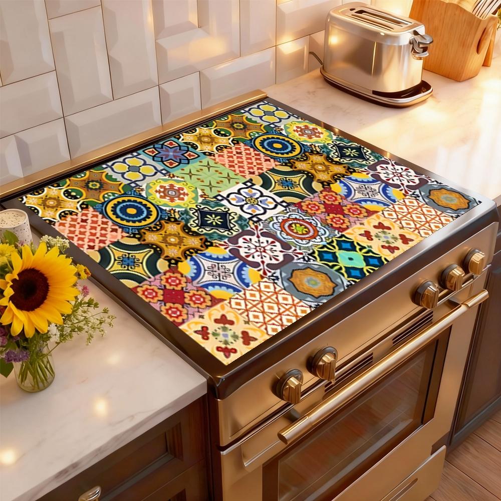 Soft Electronic Stove Panel Protector Pad, Multi-Pattern Striped Design, Scratch Resistant, Easy to Clean, Suitable for Any Kitchen, Kitchen Decorative Placemat