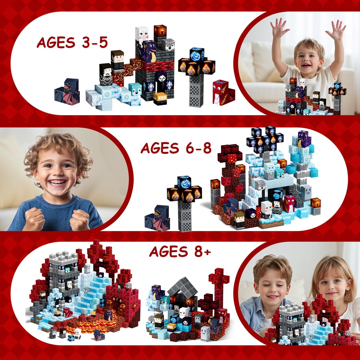 100/150 Pcs STEM Montessori Magnetic Building Blocks Set | Strong Magnetic Grip & Light-Through Building | Spatial Imagination & Teamwork Skills | Non-Slip Texture, Easy-Clean Surface | Birthday Gift for Kids Age 3+