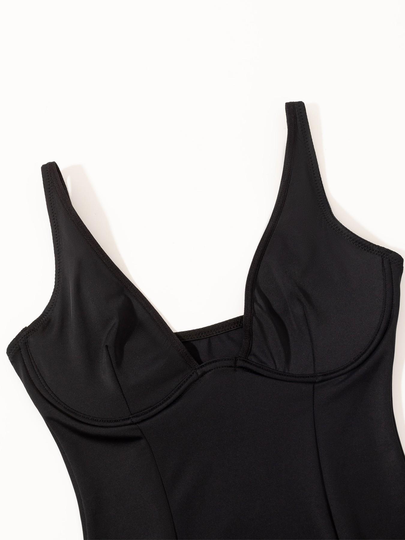 Women's Deep V Adjustable Thin-Strap No-Pad Waist-Slimming Push-Up Buttock-Lifting Shapewear Bodysuit – Thong Design – Black – Sizes S-XL – Suitable for Layering/Daily/Commute & More Scenarios