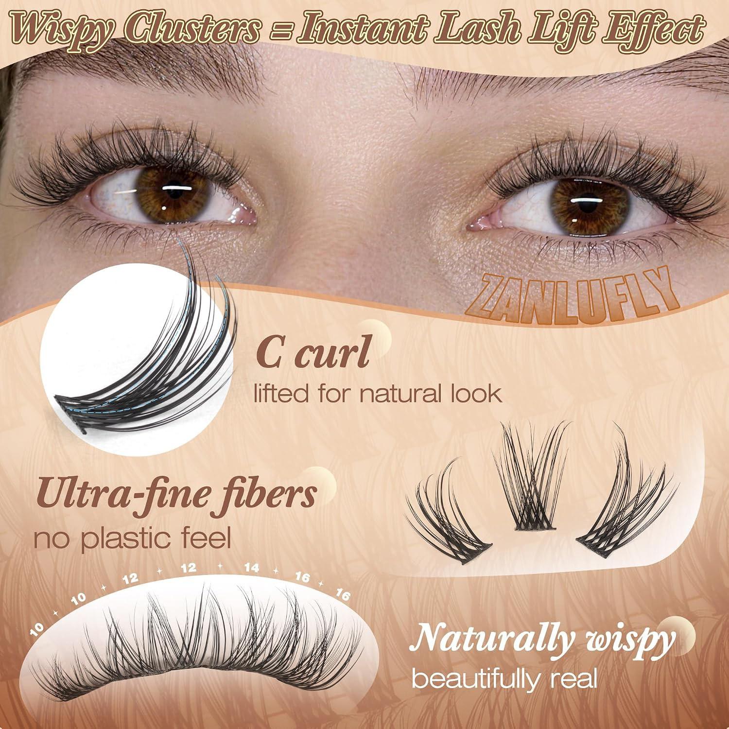 Comic Fine Curl Beauty Eyelash Clusters, Natural Fluffy Soft, 9-16mm Mixed Lightweight DIY Lashes, Suitable for Daily and Cat Eye Makeup