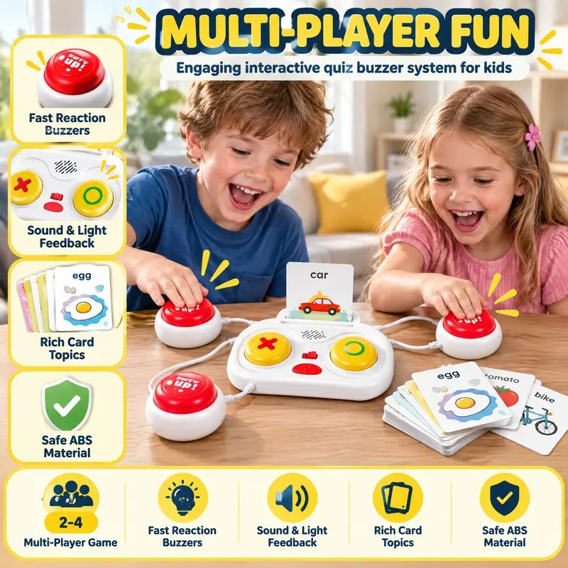Q&A Multiplayer Buzzer Set, Parent-child Educational Toy. Multiplayer Competition for Brain Training. Color Gift Box. 3 AA Batteries Not Included. Ideal Gift for Holidays.