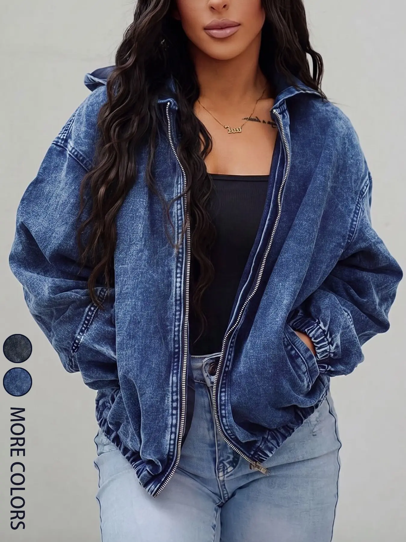 Women's Casual Basic Versatile Zipper Hooded Long Sleeve Sweatshirt Denim Jacket Coat, Stylish Outerwear for Everyday Wear Y2k, Streetwear, Comfortable and Trendy
