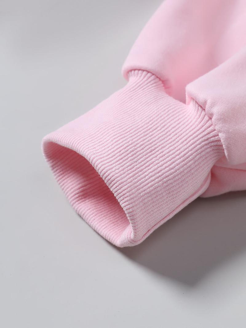 Women's Pink Autumn and Winter Short Sweatshirt and Loose Straight Pants Set, Casual and Fashionable Hooded Long-sleeved Sweatshirt and Sweatpants, Suitable for Daily Outdoor Wear, Comfortable Daily Wear