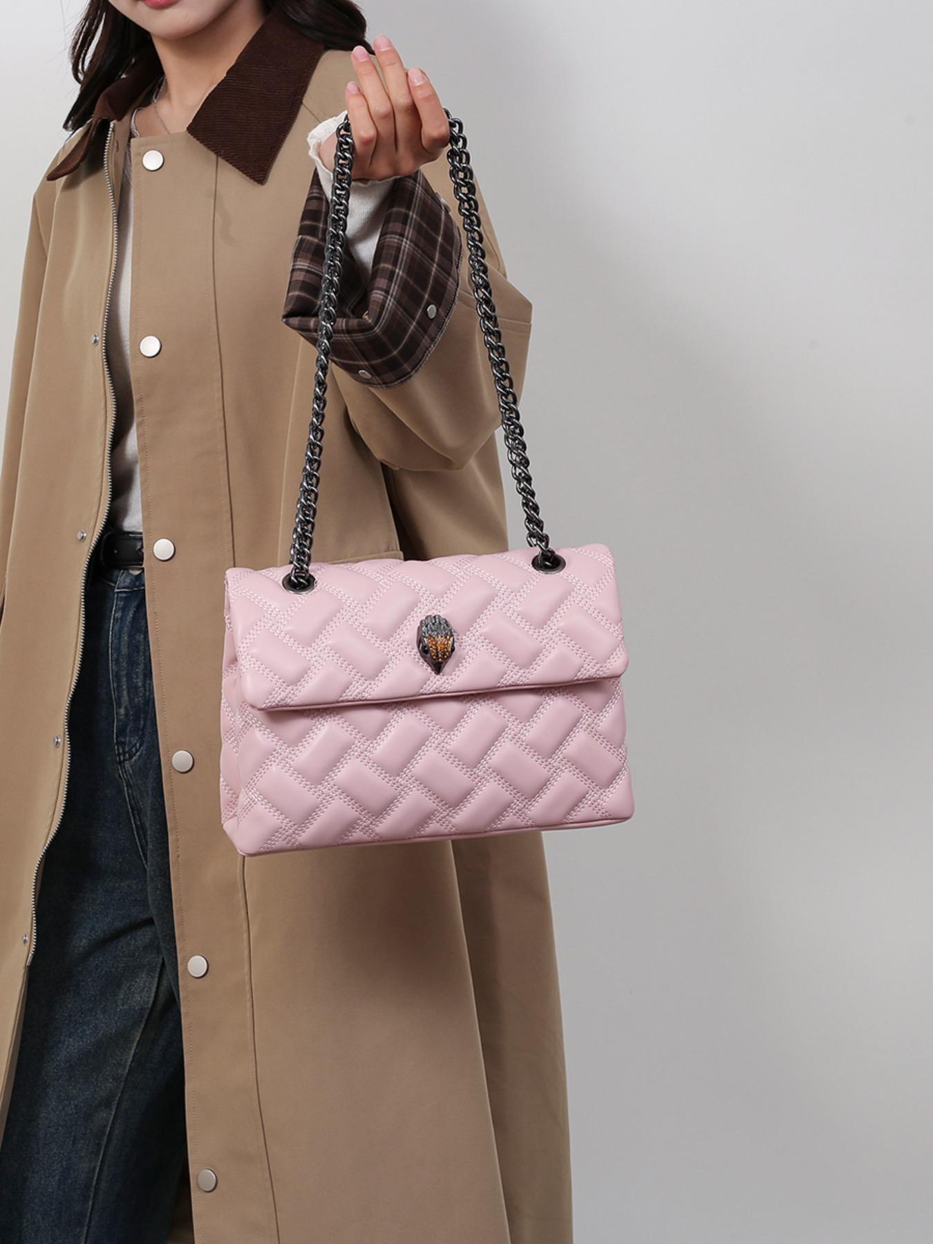 2026 Women's New European Style Chain Bag, Fashionable Patterned Bag, Solid Color Rhombus Embroidery, Large Capacity Crossbody Shoulder Bag, Perfect for Commuting