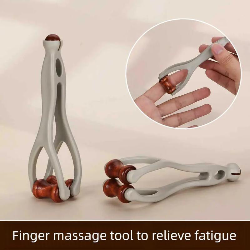 Wooden Finger Massager with Roller, Hand Joint Acupressure & Meridian Massage Tool, Pain Relief Therapy Device