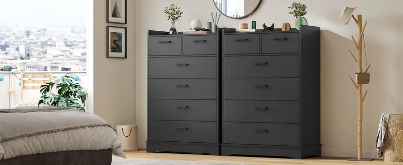 Sikaic 6 Drawers Dresser Wooden Vertical Large Capacity Storage Chest Furniture Bedroom Organization Cabinet Modern Aesthetic