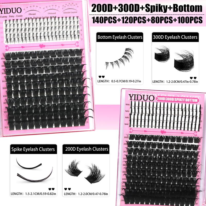6 Styles Lash Cluster Kit, Spike/Bottom/80D/100D/200D/300D Volume Lashes, 980 Pcs 5–20 mm D-Curl Cluster Eyelash Extension Kit with Lash Bond and Seal (2 Bottles), Remover, Tweezers and Brush for Easy DIY at Home 6 Styles Lash Cluster Kit, Spike/Bottom/80D/100D/200D/300D Volume Lashes, 980 Pcs 5–20 mm D-Curl Cluster Eyelash Extension Kit with Lash Bond and Seal (2 Bottles), Remover, Tweezers and Brush for Easy DIY at Home