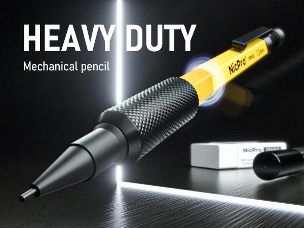 3 Pack 1.3 mm Mechanical Pencils Set with 36 Lead Refill, 3 Eraser - Weatherproof Metal Barrel, Heavy Duty Carpenter Pencil for Outdoor Marking Drafting Drawing Sketching Woodworking - with Case