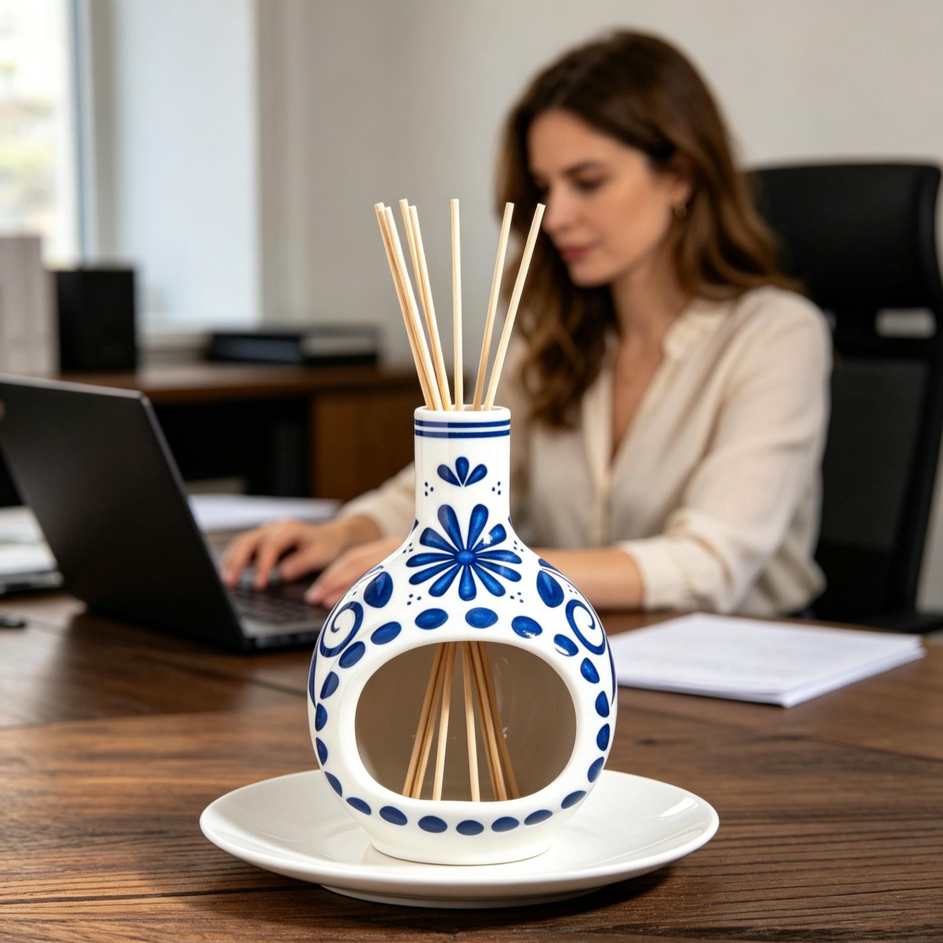 2-Piece set Mini Chimney Incense Burner Set with Round White Ceramic Tray, Handmade Ceramic Palo Santo Sage Holder, Heat-Resistant Decorative Censer for Stick Incense and Smudge, Meditation Yoga Home Decor Spiritual Gift for Relaxation Ritual