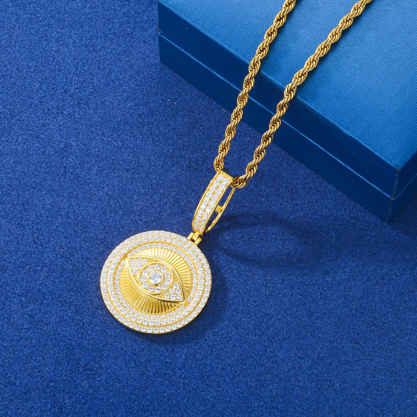 【PP675】Devil's Eye Pendant UCCIYO S925 Sterling Silver Synthetic Moissanite Pendant Necklace for Women Men Hip Hop Jewelry Gift