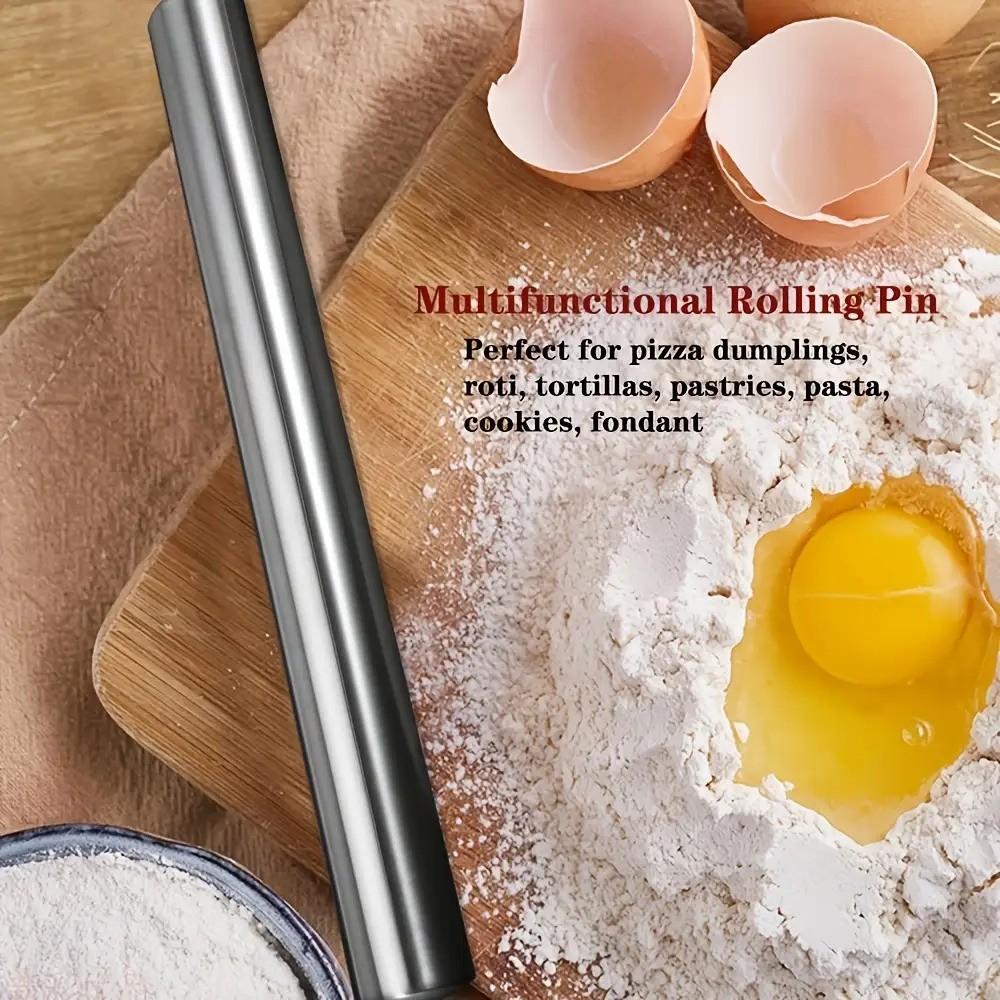 Reusable Stainless Steel Rolling Pin, Washable Baking Tool, Ideal for Sugar Cookies, Pie, Dumplings, Pizza Dough, Lightweight Hollow Design