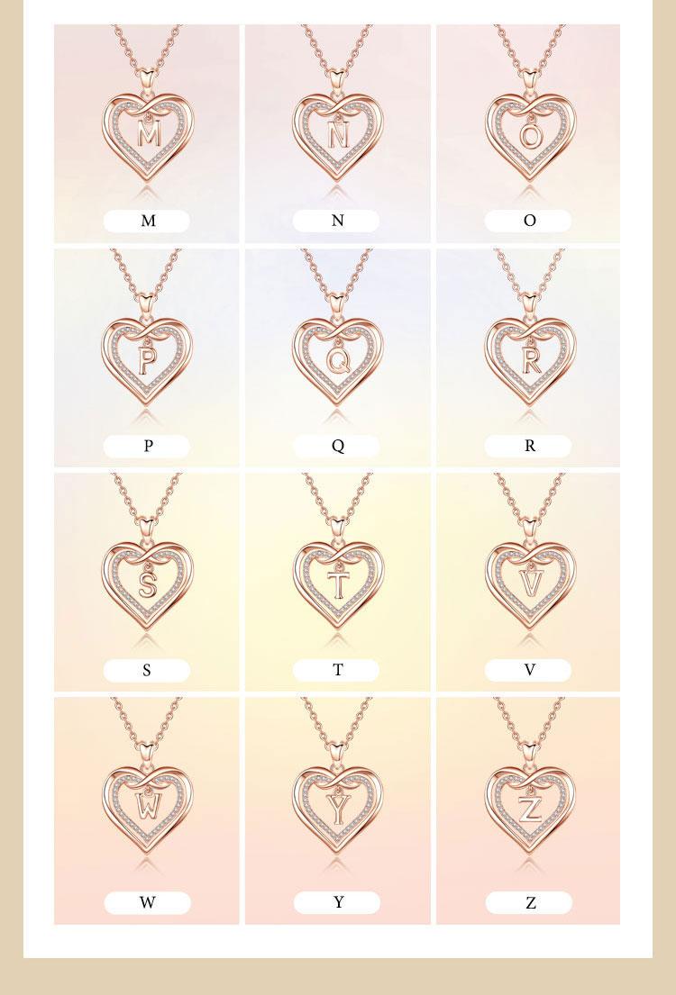 Elegant Captain Heart Initial Necklace with Cubic Zirconia, Personalized A-Z Alphabet Pendant, Delicate RoseGold Heart Jewelry for Women