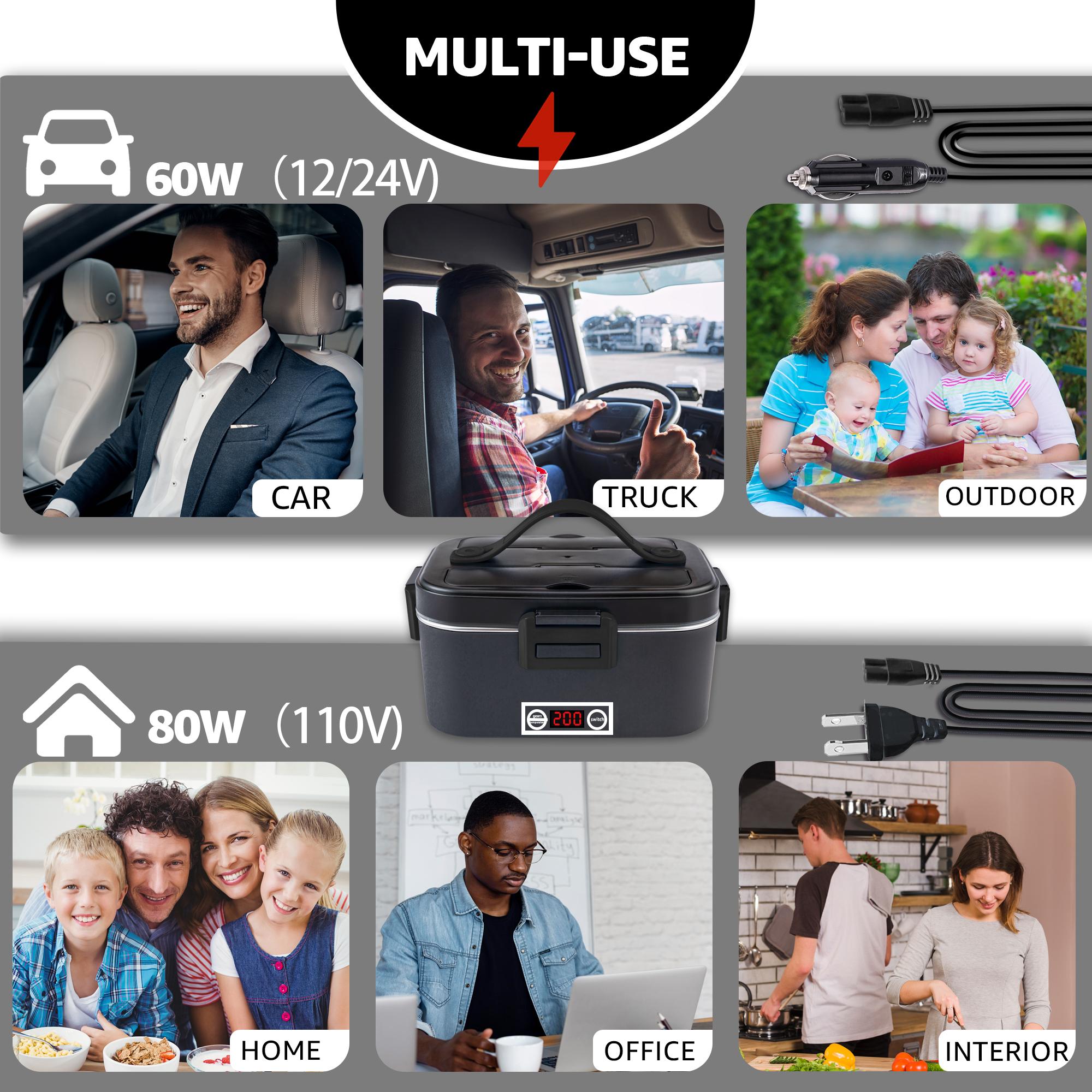 Nifogo Electric Lunch Box, 80W Food Heater 1,8L for Adults Portable Food Heater with Tableware and Lunch Bag, Car & Home Portable Electronic Food Heater for Home Office Travel