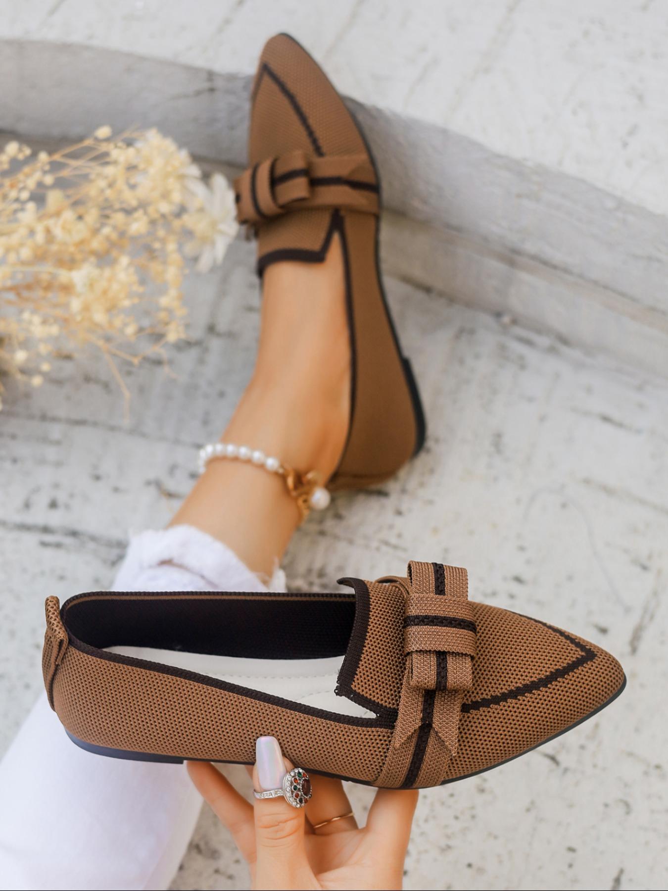 Women's Fashionable Plain Color Ballet Flats, Scandinavian Ballet Flats, Casual Comfortable Flat Shoes for Daily Wear, Lightweight Breathable Shoes for Women & Girls, Running