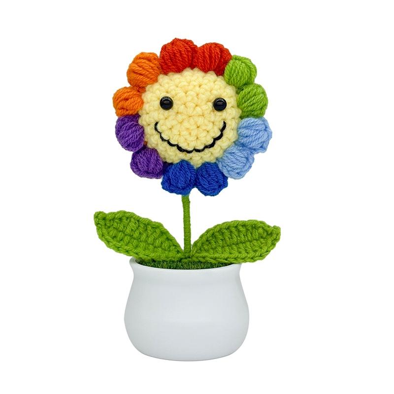 Handwoven sunflower head bouquet potted pen holder, simulated bouquet, preserved flower decoration