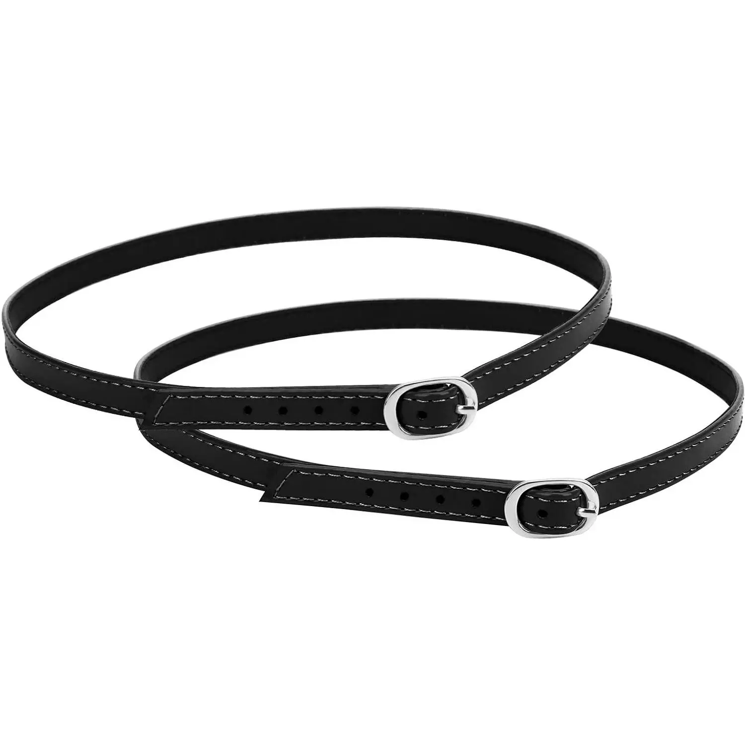 Detachable PU Leather Shoe Straps for Women, Anti-Loose High Heel Shoelace Accessories with Buckle, BlackGift