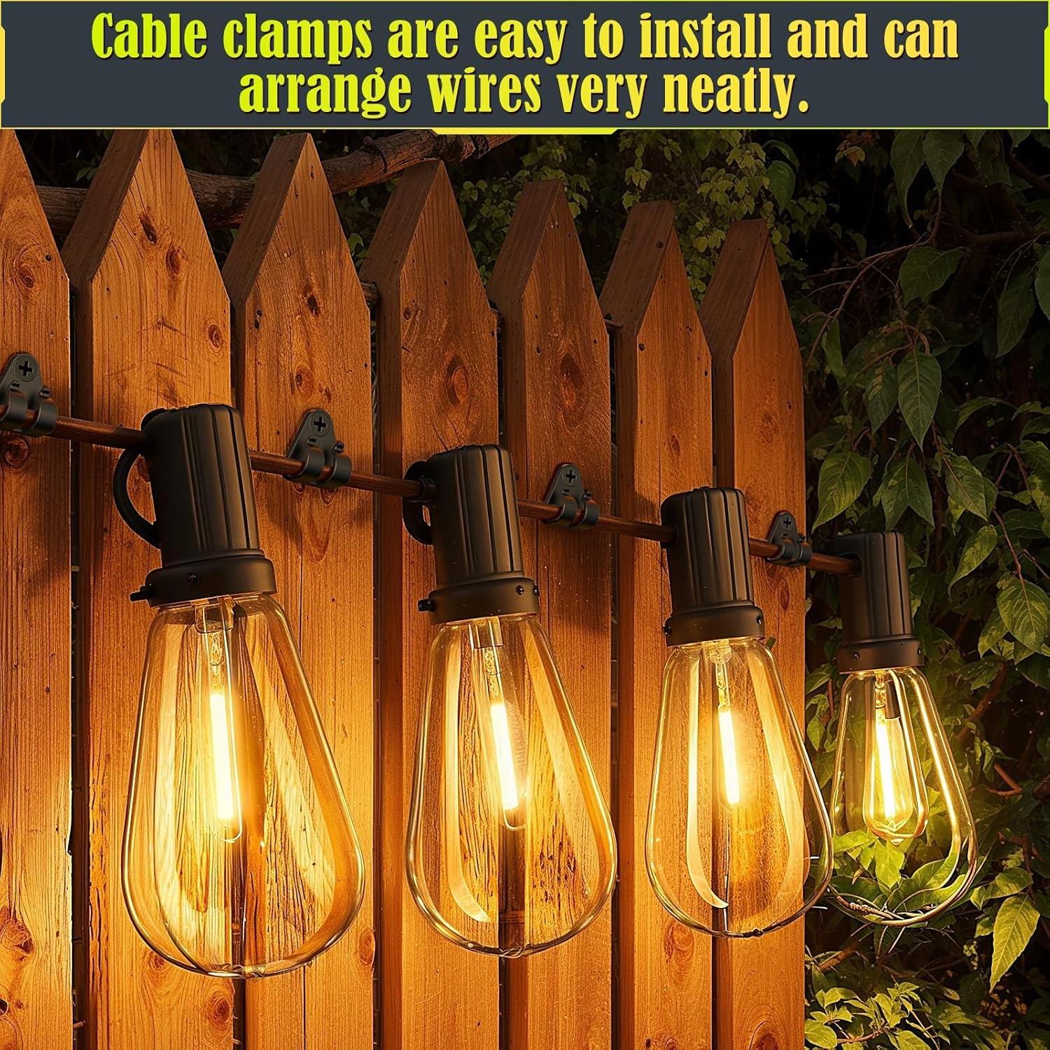 Screw-In String Light Hooks, Double Clips for Outdoor Patio, Weatherproof Fairy Light Hangers, Christmas Halloween Decor