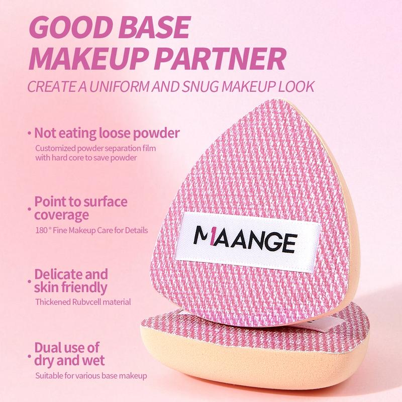 Maange Triangle Air Cushion Powder Puff with Storage Box, Makeup Sponge Applicator, Single Pack, Cosmetic Beauty Tool