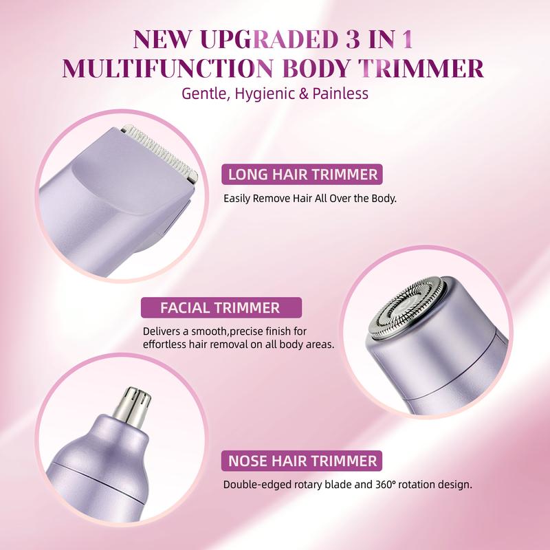 Electric Bikini Trimmer for Women, Rechargeable 2 in 1 Body & Facial Hair Removal, Waterproof Wet & Dry Use Trimmer for Women, Winter & New Year Gift, Valentine's Day Gift