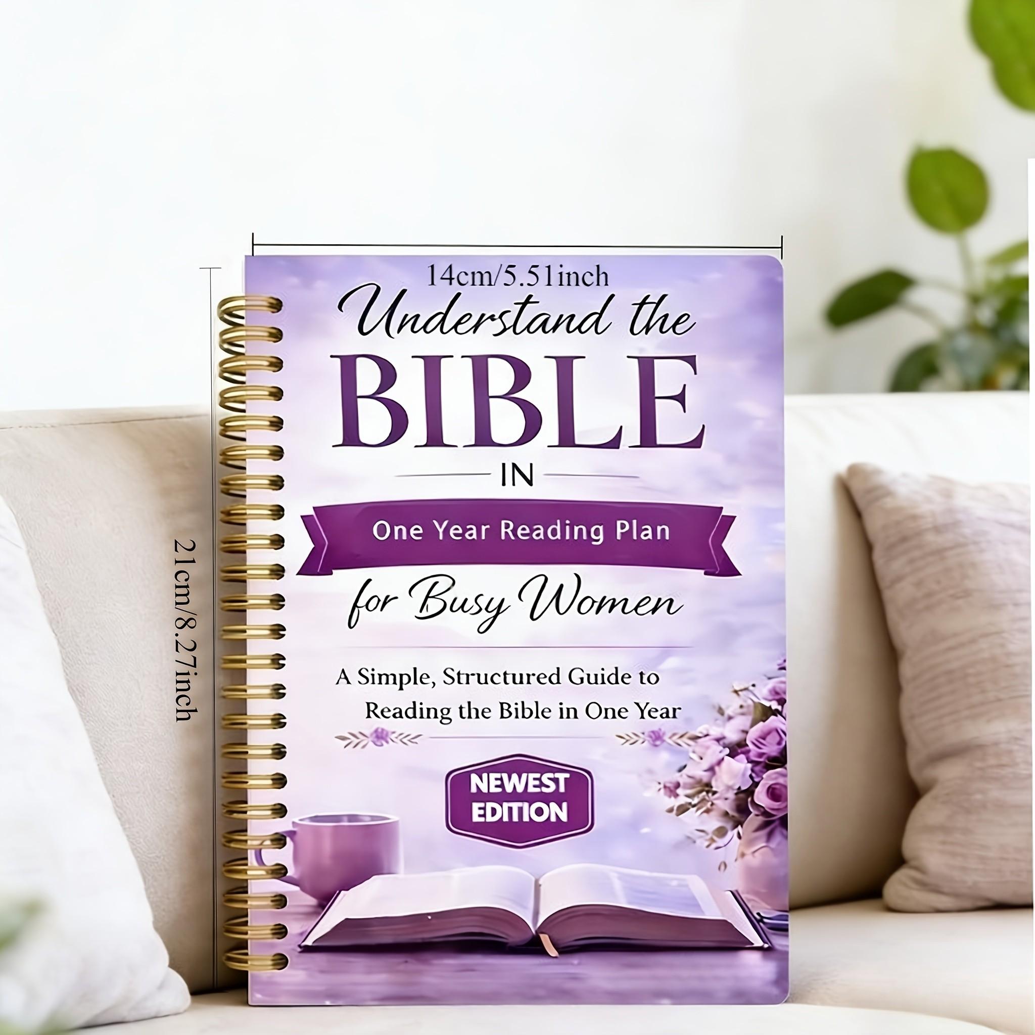 Christian Bible Reading Plan Book & Log, Portable Structured Daily Learning Journal, Ideal for Personal, Family, Group Use, Floral Design