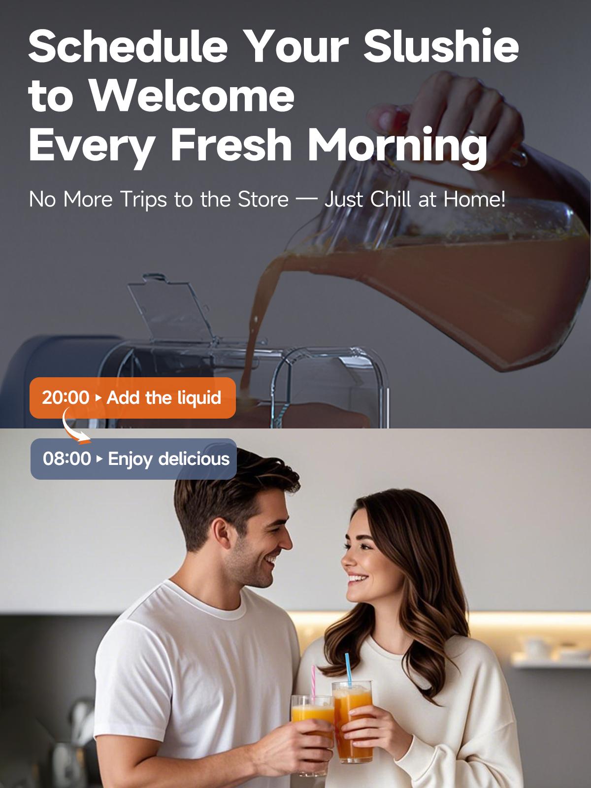 SYINTAO Slushie Machine — Make slush, margaritas, cocktails, frappés & milkshakes with no ice needed. Auto-cleaning & multi-function options included. Ideal for couples’ date night, parties & family gatherings.