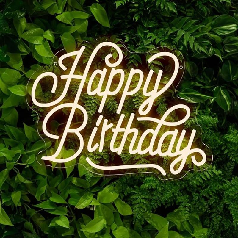 Happy Birthday Neon Party Decoration, Adjustable LED Birthday Neon Light, Wall Decor Lighting, Glowing Birthday LED Sign, Suitable for Any Age