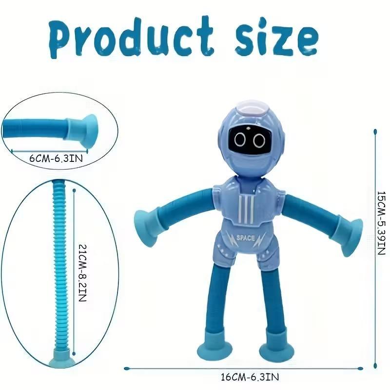 4-Piece Space Robot Stretch Toy Set, Colorful Design, Perfect Gift for Christmas, Thanksgiving, New Year & Easter Celebrations