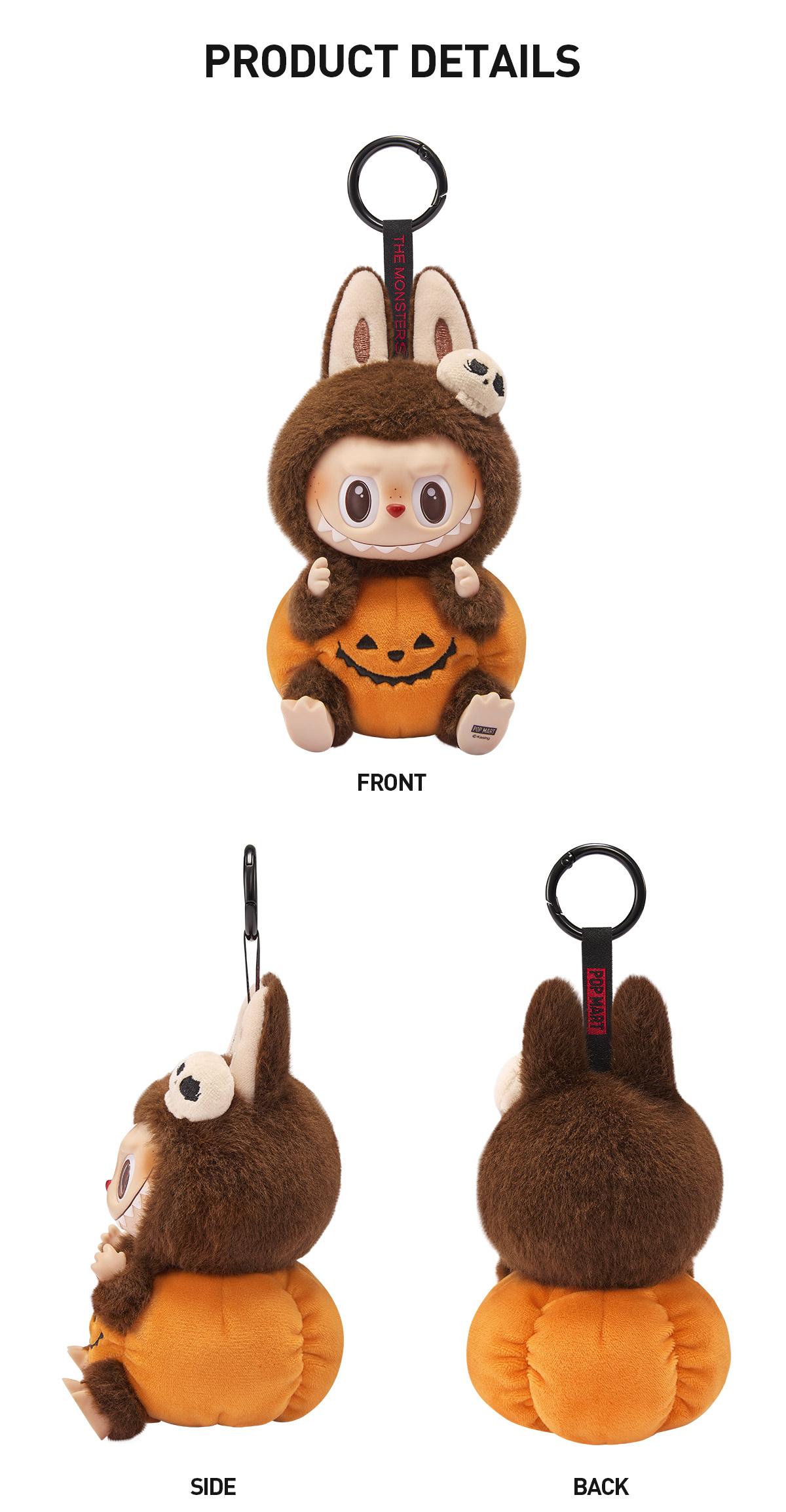 POP MART THE MONSTERS Happy Halloween Party Series-Sitting Pumpkin Vinyl Plush Pendant, Labubu Collectible Toys-1.0