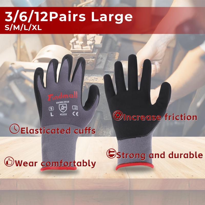 Findmall 3/6/12 Seamless Knit Gloves for Warehousing, Construction Sites & Horticultural Planting - Work Gloves for Women & Men