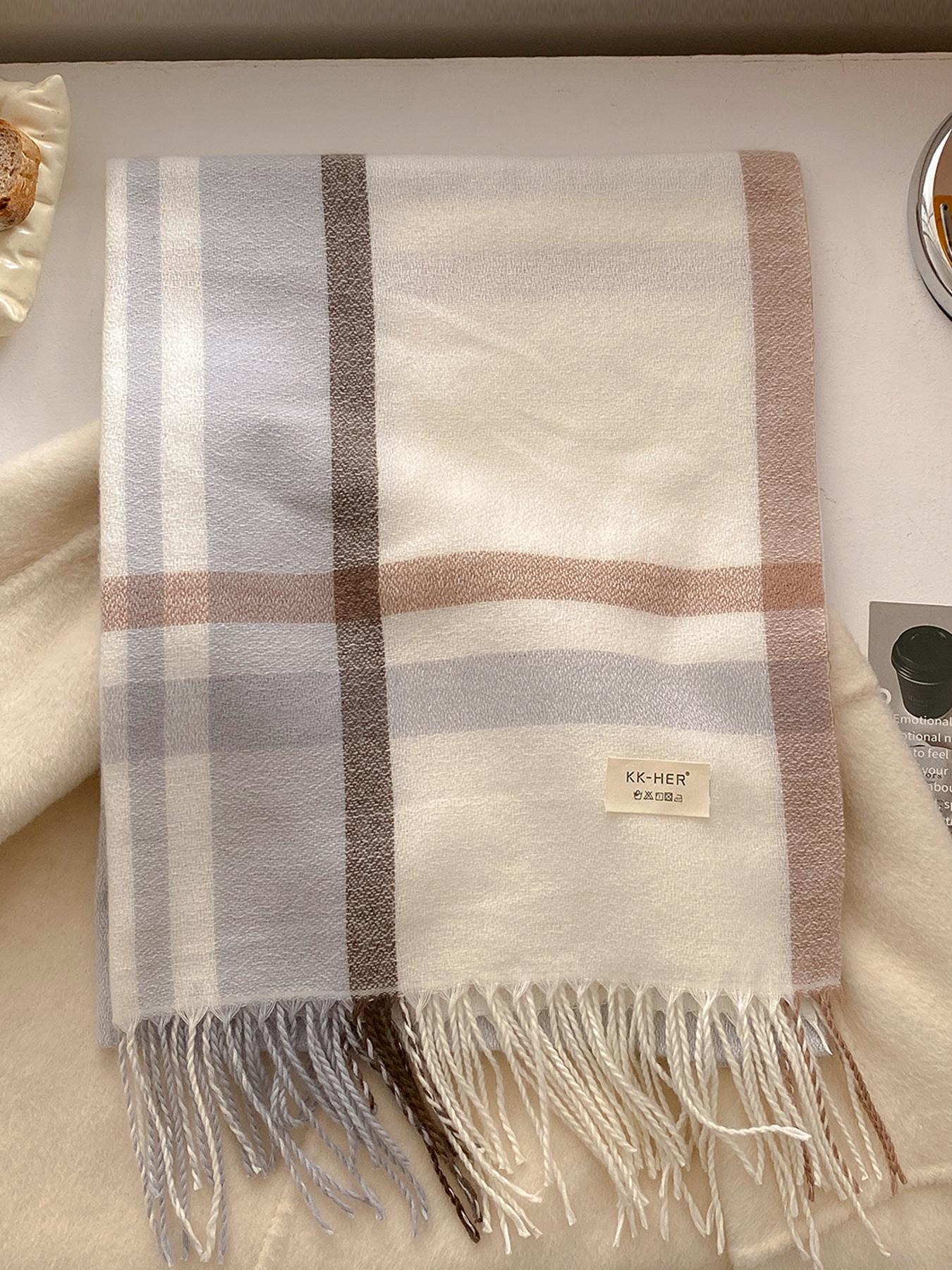 Elegant Plaid Scarf for Autumn & Winter, Soft Warm Shawl for Men & Women, Casual Fashion Accessory, Fitted Style, Checkered Scarf