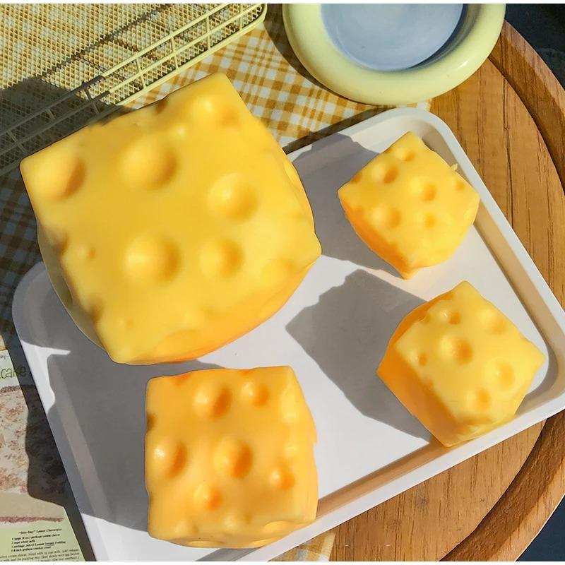 Cheese Cube Stress Ball Shapeable Squeeze Decor Non-Bounce ASMR Sensory Anti-Stress Relief Gadget Gifts