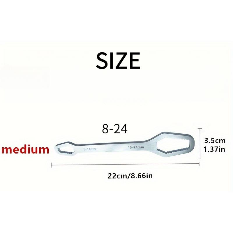 1pc8-24mm New Multi-functional Double Head Wrench Household Tools Universal Self-tightening Adjustable Special-shaped Wrench Portable Hand Tools Multipurpose Black 3.5mm Thick Torx Wrench, Adjustable Self-Tightening Dual-Head Spanner