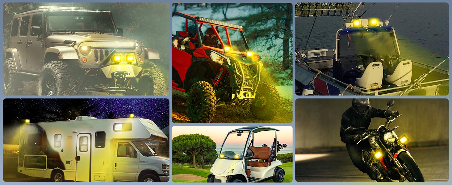 Nilight 4 Inch LED Light Pods Yellow Spot Beam Driving Fog Lights 2PCS 18W Off Road Lights Work Light Bar for Truck ATV UTV RV Pick-up Van Boat  Vehicle Lamp  dealsforyoudays