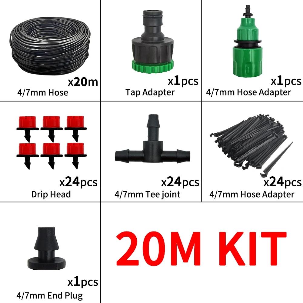 Portable Micro Drip Irrigation System, 20m Automatic Watering Kit with Adjustable Drippers, Misting Watering for Gardens, Garden Hose Included, Garden Hose Connector, Automatic Watering Devices #TOP PICKS