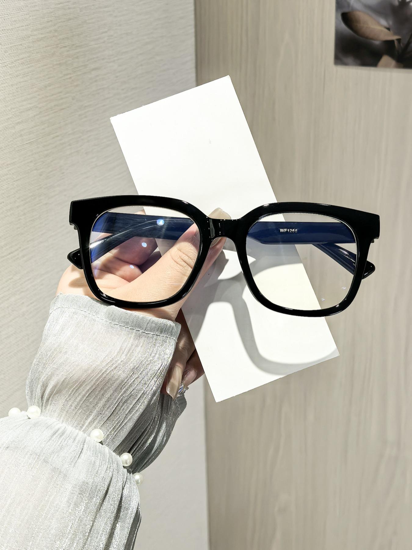 Women's Silver Color Square Frame Plain Glasses, Ultra-Light Plain Eyeglasses, Tiktok Bestseller Student Affordable Glasses, Unisex Non- Prescription