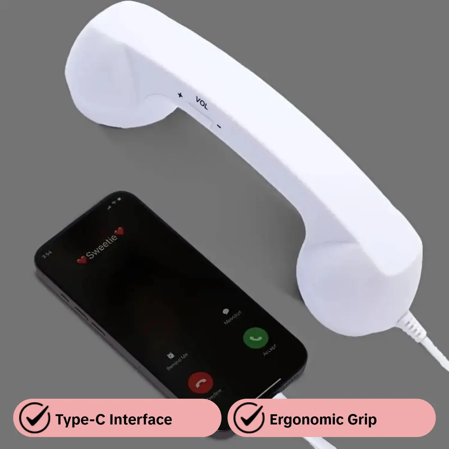 Vintage Wired Phone with Type-C Interface, Retro Landline for iPhone Android Smartphones, Comfortable Grip, Fashionable Mobile Accessory ()